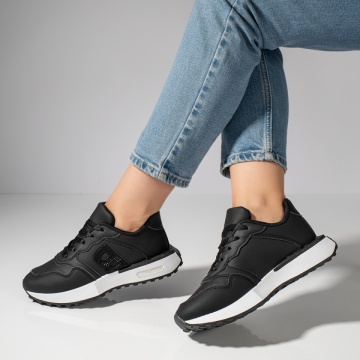 Pantofi sport dama cu siret si aplicatii cu pietre negri MOD11768, 4, modlet.ro