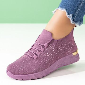 Pantofi sport dama cu strasuri mov inchis MOD08523, 3, modlet.ro