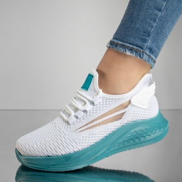 Pantofi sport dama cu talpa groasa albi cu albastru MOD13184, 1, modlet.ro