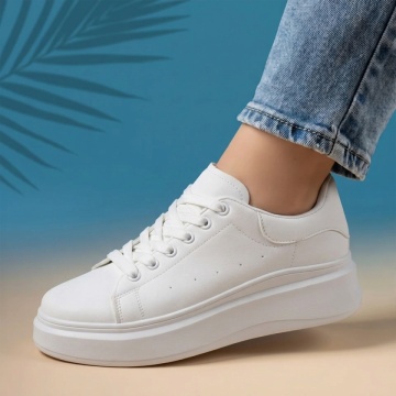 Pantofi sport dama cu talpa groasa albi NINA8