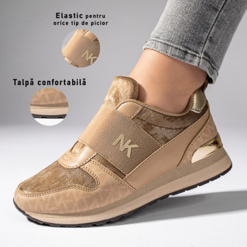 Pantofi sport dama cu talpa groasa camel MOD11116, 3, modlet.ro