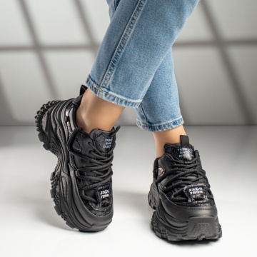 Pantofi sport dama cu talpa groasa negri MOD11701, 4, modlet.ro