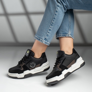 Pantofi sport dama cu talpa groasa negri MOD11756, 4, modlet.ro
