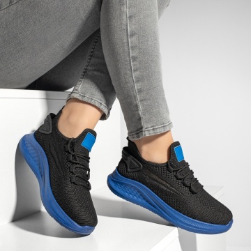 Pantofi sport dama cu talpa groasa negru cu albastru MOD13184, 4, modlet.ro