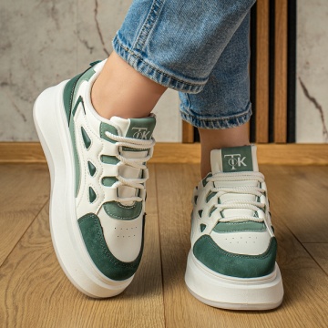 Pantofi sport dama cu talpa groasa verzi MOD12979, 2, modlet.ro
