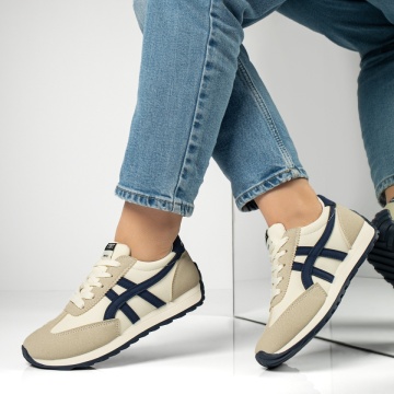 Pantofi sport dama cu talpa joasa bej cu albastru MOD13019, 3, modlet.ro