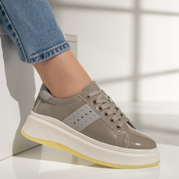 Pantofi sport dama gri din Piele naturala MOD11707, 4, modlet.ro