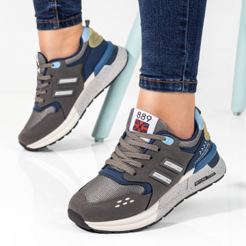 Pantofi sport dama gri inchis cu albastru MOD09813, 3, modlet.ro