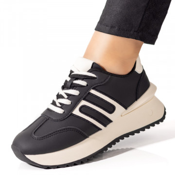Pantofi sport dama negri cu bej MOD09696, 3, modlet.ro