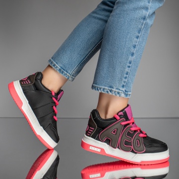 Pantofi sport dama negri cu roz MOD11666, 3, modlet.ro