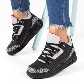 Pantofi sport negri cu gri unisex cu siret MOD07010, 3, modlet.ro