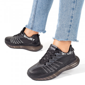 Pantofi sport negru cu alb unisex cu siret MOD06743, 3, modlet.ro