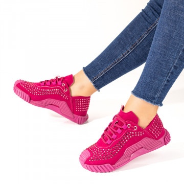 Pantofi sport roz dama cu strasuri aplicate MOD10069, 3, modlet.ro