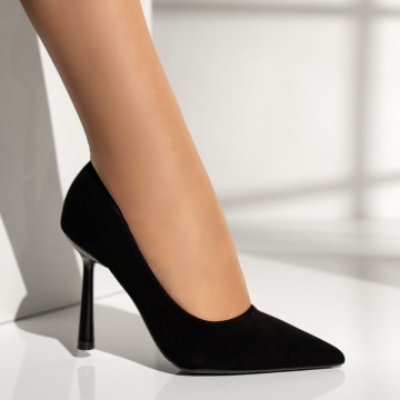 Pantofi Stiletto dama negru suede MARA9, 4, modlet.ro