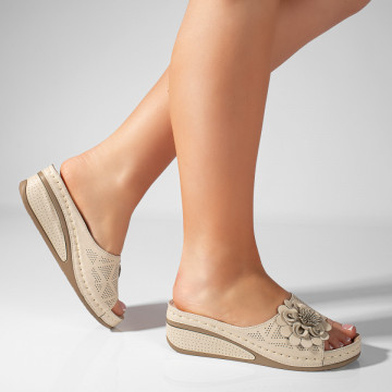 Papuci casual cu platforma dama bej MOD11339, 4, modlet.ro