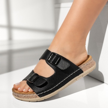 Papuci casual dama cu talpa groasa negri MOD13591, 3, modlet.ro