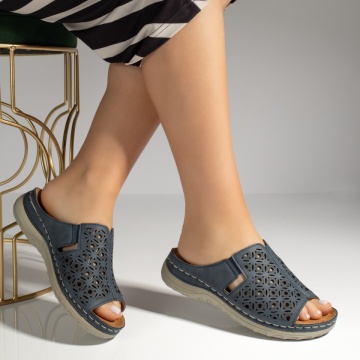 Papuci casual dama perforati albastri MOD13546, 4, modlet.ro