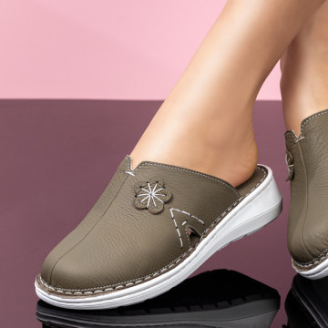 Saboti dama khaki din Piele naturala MOD08297, 3, modlet.ro