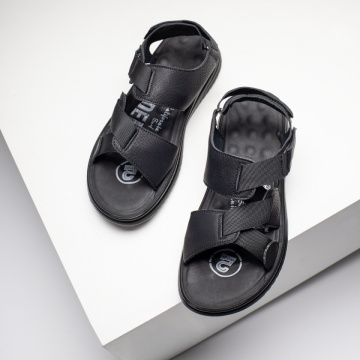 Sandale barbati cu talpa joasa si inchidere cu scai negre MOD11596, 1, modlet.ro