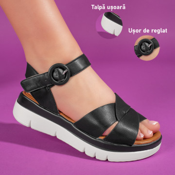 Sandale cu platforma dama negre MOD11338, 4, modlet.ro