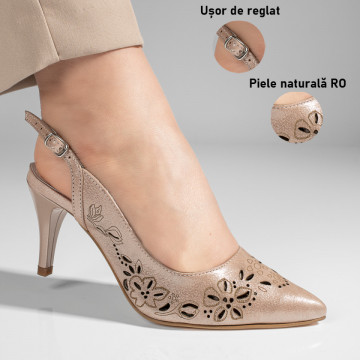 Sandale cu toc dama roz din Piele Naturala MOD11305, 3, modlet.ro