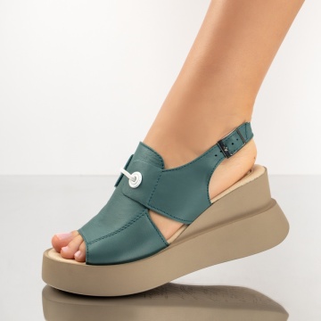 Sandale dama cu platforma albastre din Piele naturala ZEF08901, 3, zeforia.ro