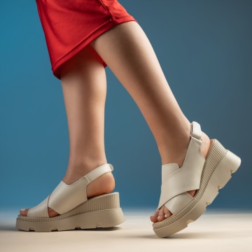 Sandale dama cu platforma bej deschis din Piele naturala MOD13279, 3, modlet.ro