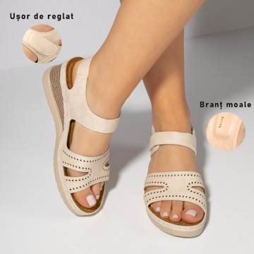 Sandale dama cu platforma bej LIA56, 3, modlet.ro