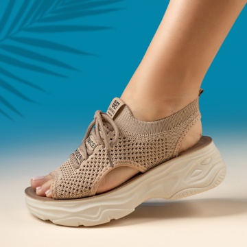 Sandale dama cu platforma khaki EVA58, 2, modlet.ro