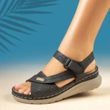 Sandale dama cu platforma negre EMA32, 4, modlet.ro