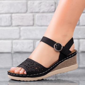 Sandale dama cu platforma negre MOD09240, 3, modlet.ro