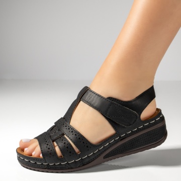 Sandale dama cu platforma si inchidere cu scai negre ZEF11511, 2, zeforia.ro