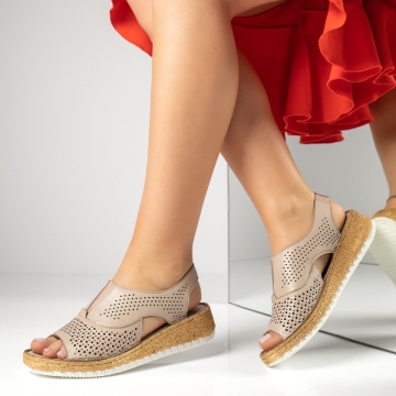 Sandale dama cu platforma si perforatii din Piele naturala MOD13742, 2, modlet.ro
