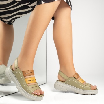 Sandale dama cu platforma si scai verzi din Piele naturala MOD13632, 4, modlet.ro