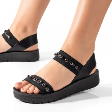 Sandale dama cu talpa groasa si barete elastice negre MOD05196, 3, modlet.ro