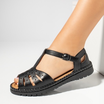 Sandale dama cu talpa joasa negre MOD13673, 2, modlet.ro