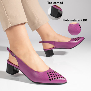 Sandale dama cu toc gros mov din Piele Naturala MOD11304, 3, modlet.ro