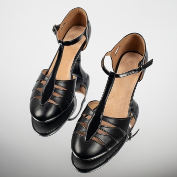 Sandale dama cu toc subtire si bareta negre MOD13744, 3, modlet.ro