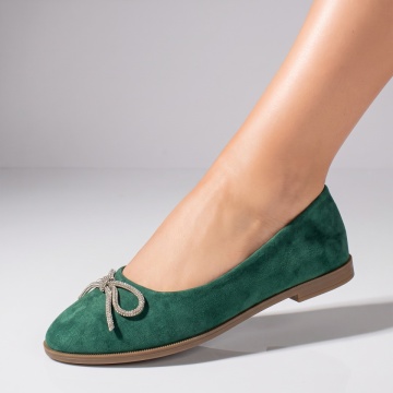 Balerini dama cu fundita verde suede INA15, 2, modlet.ro