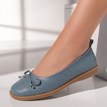 Balerini si Mocasini Dama, Balerini dama cu perforatii albastri IRIS46, modlet.ro