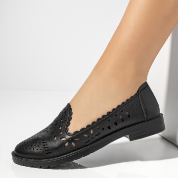 Balerini si Mocasini Dama, Balerini dama cu perforatii negri MOD13324, modlet.ro