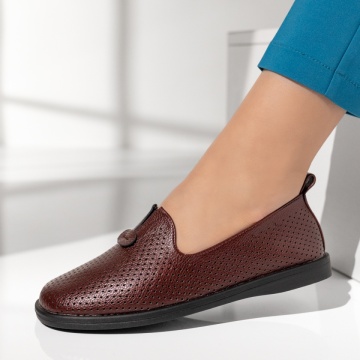 Balerini dama cu perforatii visinii MOD14296, 1, modlet.ro