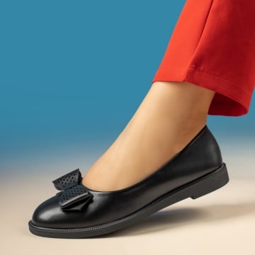 Balerini si Mocasini Dama, Balerini dama cu talpa joasa si fundita negri MOD11661, modlet.ro