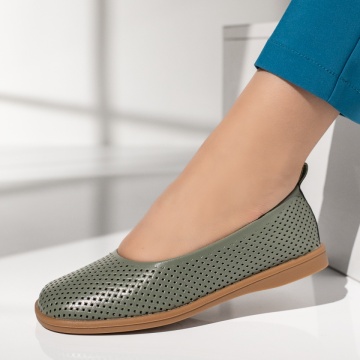 Balerini si Mocasini Dama, Balerini dama cu talpa joasa verzi MOD14294, modlet.ro