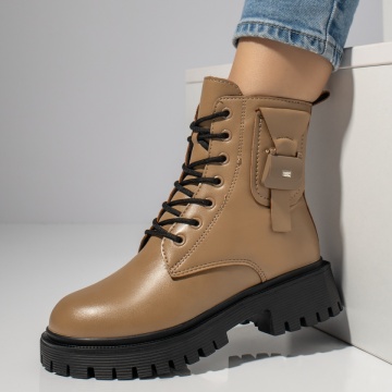 Bocanci dama cu talpa groasa khaki MOD12402, 2, modlet.ro
