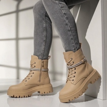 Reduceri ghete dama, Bocanci dama khaki cu strasuri decorative MOD10451, modlet.ro