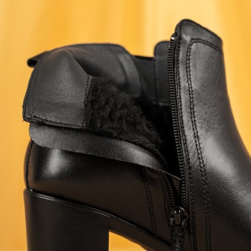 Botine dama cu toc gros negre din Piele naturala OANA10, 2, modlet.ro