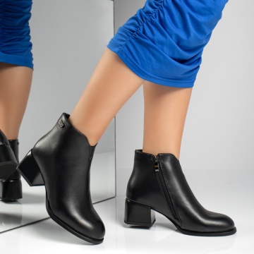 Botine dama cu toc gros negre MOD12645, 4, modlet.ro