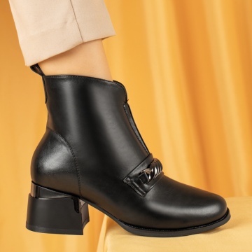 Botine dama, Botine dama cu toc gros negre MOD14139, modlet.ro