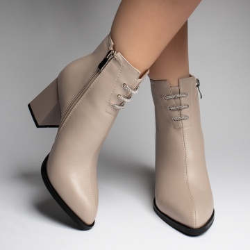 Botine dama cu toc gros si strasuri nude MOD12380, 3, modlet.ro
